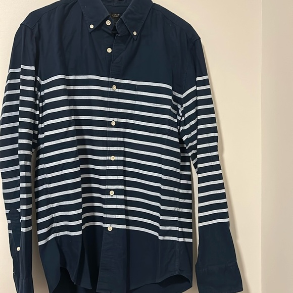 Men’s J Crew Slim Oxford Navy Blue Button Down Shirt Navy Blue 100% Cotton Sz M - Picture 1 of 4